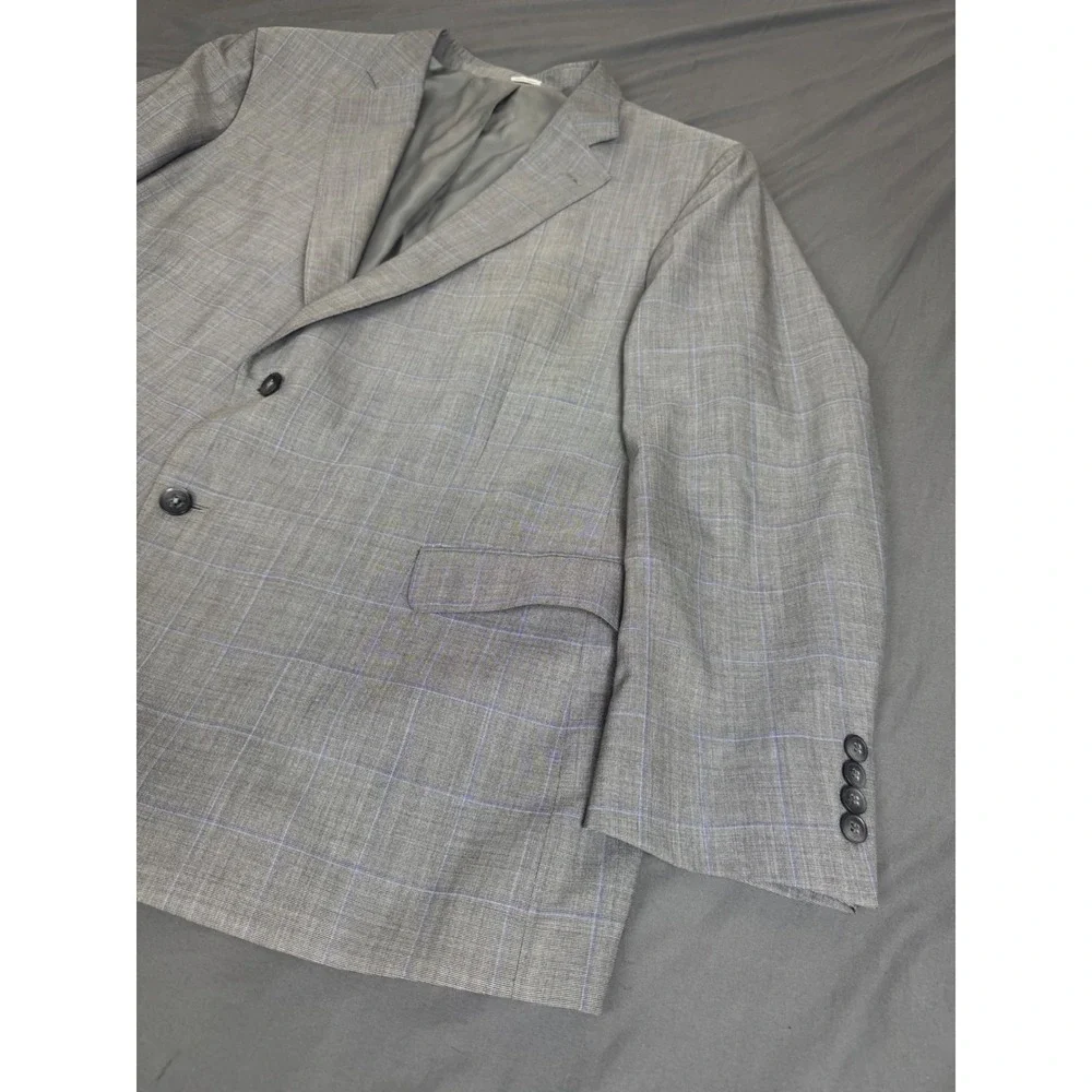 Peter Millar Grey Glen Plaid Virgin Wool Sport Coat Blazer 50R Made in Portugal